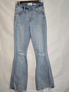 RE generation light washed distressed flare leg Y2K aesthetic boho chic denim 26